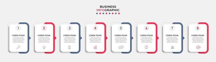 infographic zakelijke ontwerpsjabloon met pictogrammen en 8 opties of stappen vector