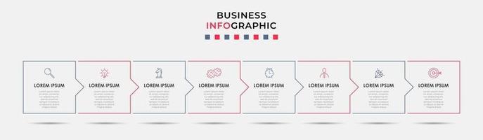 infographic zakelijke ontwerpsjabloon met pictogrammen en 8 opties of stappen vector