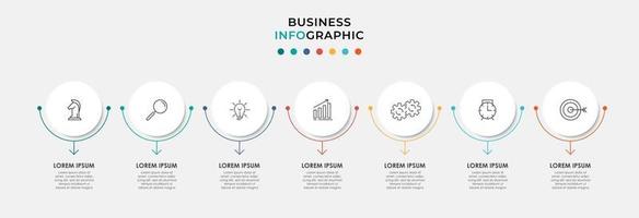 infographic zakelijke ontwerpsjabloon met pictogrammen en 7 opties of stappen vector