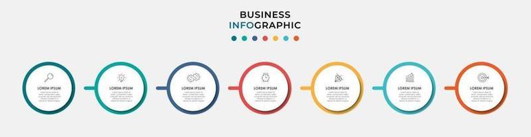 infographic zakelijke ontwerpsjabloon met pictogrammen en 7 opties of stappen vector