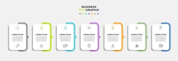 infographic zakelijke ontwerpsjabloon met pictogrammen en 7 opties of stappen vector