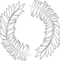 vector contour geïsoleerd illustratie van een krans van twijgen met bladeren.