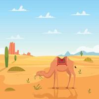 afrikaans landschap met groep kamelen buiten woestenij vector
