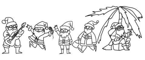 hand- getrokken vector tekening reeks van de kerstman claus. Kerstmis karakters.