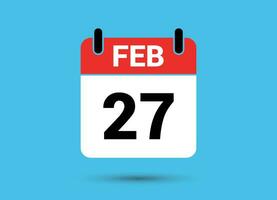 27 februari kalender datum vlak icoon dag 27 vector illustratie