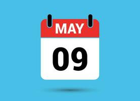 9 mei kalender datum vlak icoon dag 9 vector illustratie