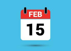 15 februari kalender datum vlak icoon dag 15 vector illustratie