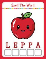 spelling woord door elkaar haspelen spel leerzaam werkzaamheid voor kinderen met de woord appel vector