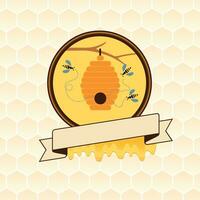 bijenkorf met bijen en honing vector