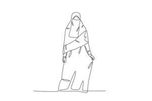 een vrouw gekleed in een lang Niqab vector