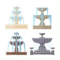 fonteinen. een reeks van illustraties van fonteinen met water stralen in verschillend stijlen. vector
