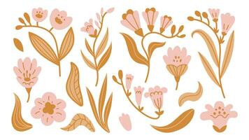 freesia gouden bloemen vector reeks