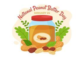 nationaal pinda boter dag vector illustratie Aan 24 januari met pot van pinda's boters voor poster of banier in vlak tekenfilm achtergrond ontwerp