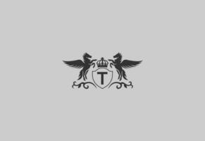 brief t en Pegasus logo vector. paard logo. vector