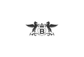 brief b en Pegasus logo vector. paard logo. vector