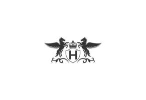 brief h en Pegasus logo vector. paard logo. vector