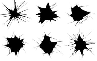 gebroken glas Effecten boom Botsing silhouet reeks vlak ontwerp element vector