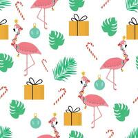 schattig Kerstmis patroon met flamingo vector