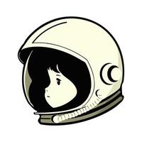 kind meisje astronaut in ruimte helm vector