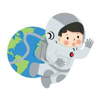 kind meisje astronaut met aarde vector