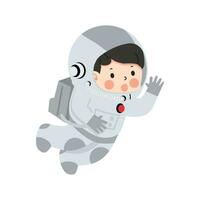 kind meisje astronaut tekenfilm vlak vector