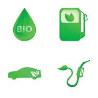 bio brandstof pictogrammen reeks tekenfilm vector. alternatief energie bron vector