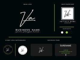 luxe va mode logo brief, eerste va av handtekening logo branding ontwerp vector