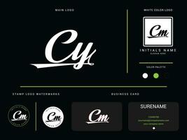 typografie cy logo vector, eerste luxe cm cy kleding mode logo voor kleding bedrijf vector