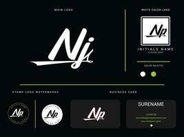 monogram nj logo afbeelding, luxe nj modern kleding logo brief vector