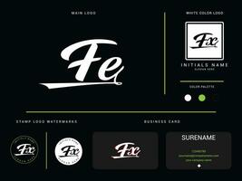 alfabet fe logo branding, minimalistische fx fe kleding mode luxe logo icoon vector