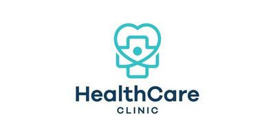 logo ontwerp combinatie van Gezondheid kliniek met liefde en mensen. vector