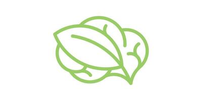 logo ontwerp combineren de vorm van een hersenen met bladeren. vector