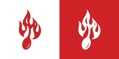logo ontwerp combineren een lepel met vuur, geschikt voor gegrild voedsel logo's. vector