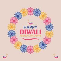 gelukkig diwali, festival van lichten, papier grafisch van Indisch rangoli, gouden lichten, kleurrijk decoratief achtergrond, blauw magenta achtergrond vector