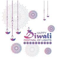 gelukkig diwali, festival van lichten, papier grafisch van Indisch rangoli, gouden lichten, kleurrijk decoratief achtergrond, blauw magenta achtergrond vector