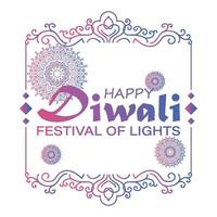 gelukkig diwali, festival van lichten, papier grafisch van Indisch rangoli, gouden lichten, kleurrijk decoratief achtergrond, blauw magenta achtergrond vector