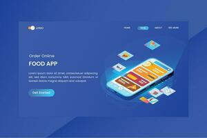 voedsel apps isometrische concept landen vector