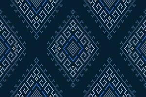 indigo marine blauw meetkundig traditioneel etnisch patroon ikat naadloos patroon grens abstract ontwerp voor kleding stof afdrukken kleding jurk tapijt gordijnen en sarong aztec Afrikaanse Indisch Indonesisch vector