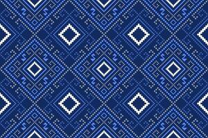 indigo marine blauw meetkundig traditioneel etnisch patroon ikat naadloos patroon grens abstract ontwerp voor kleding stof afdrukken kleding jurk tapijt gordijnen en sarong aztec Afrikaanse Indisch Indonesisch vector