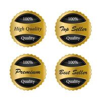 luxe goud badges en etiketten premie kwaliteit Product. vector