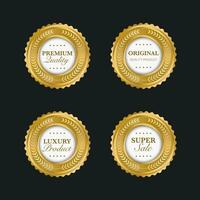 verzameling van blauw top kwaliteit badges met goud grens vector