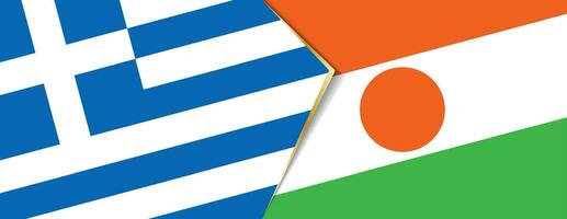 Griekenland en Niger vlaggen, twee vector vlaggen.