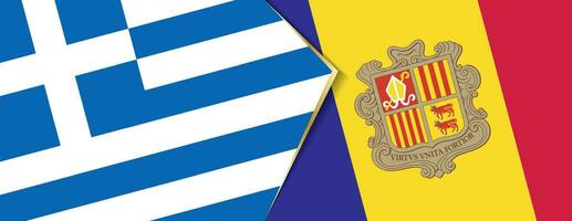 Griekenland en Andorra vlaggen, twee vector vlaggen.