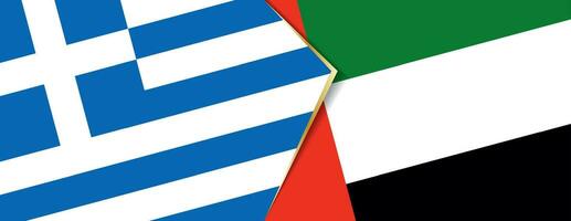 Griekenland en Verenigde Arabisch emiraten vlaggen, twee vector vlaggen.