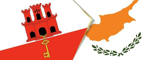 Gibraltar en Cyprus vlaggen, twee vector vlaggen.
