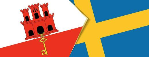 Gibraltar en Zweden vlaggen, twee vector vlaggen.