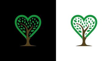 groen boom logo ontwerp. natuur en milieu symbool. vector illustratie. hart boom logo icoon