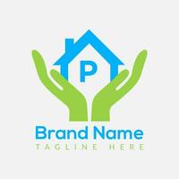 huis lening logo Aan brief p sjabloon. huis lening Aan p brief, eerste huis lening teken concept sjabloon vector