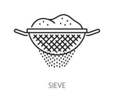 zeef of vergiet keuken gereedschap voor zeven meel vector