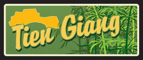 Tien Giang Vietnamees provincie retro reizen bord vector